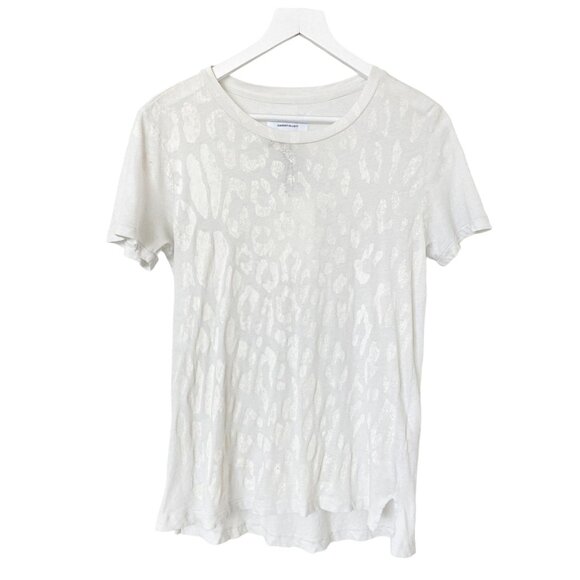 Current Elliott Vintage White Leopard Print Distressed Tee - Picture 1 of 3